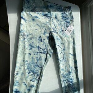 Balance Collection Women's Deep Teal Rose Marble Pattern Leggings - Extra Large